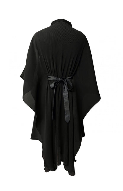 Black Electro Pleated Georgette Kaftan