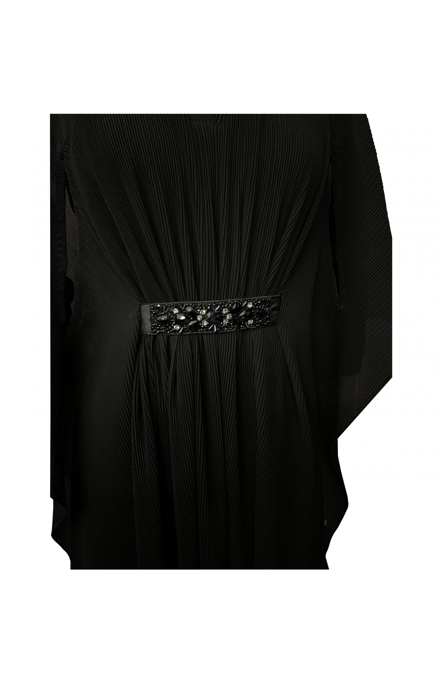 Black Electro Pleated Georgette Kaftan