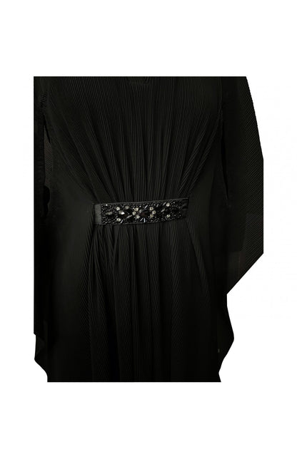 Black Electro Pleated Georgette Kaftan