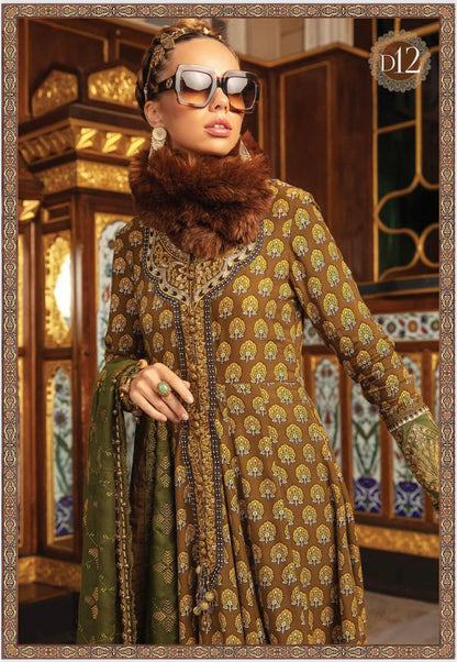 Maria.B Unstitched Linen D12 Brown