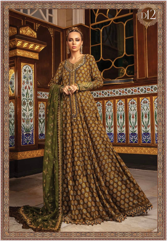 Maria.B Unstitched Linen D12 Brown