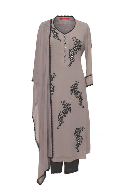 Georgette Black Motif Embroidery Suit