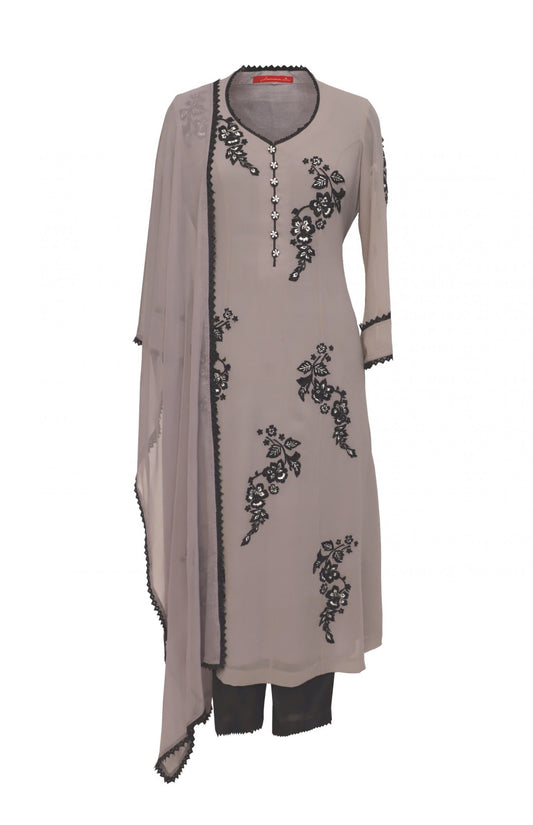 Georgette Black Motif Embroidery Suit