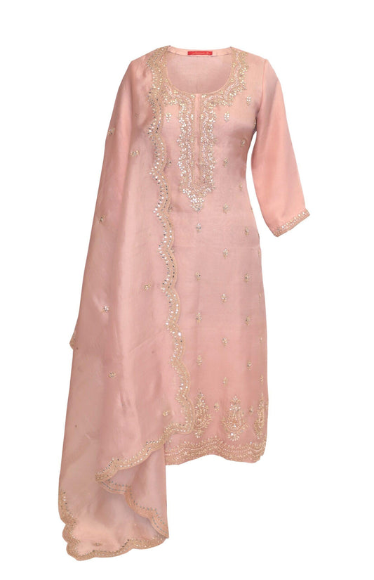 Organza Suit With Gota Patti Embroidery