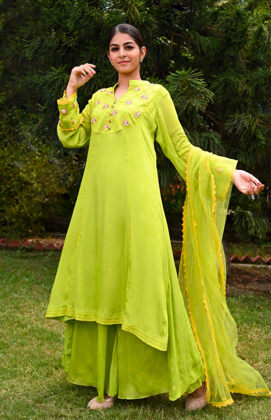 Chiffon Suit With Bullion Embroidery