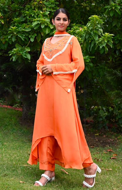 Asymmetrical Chiffon Suit