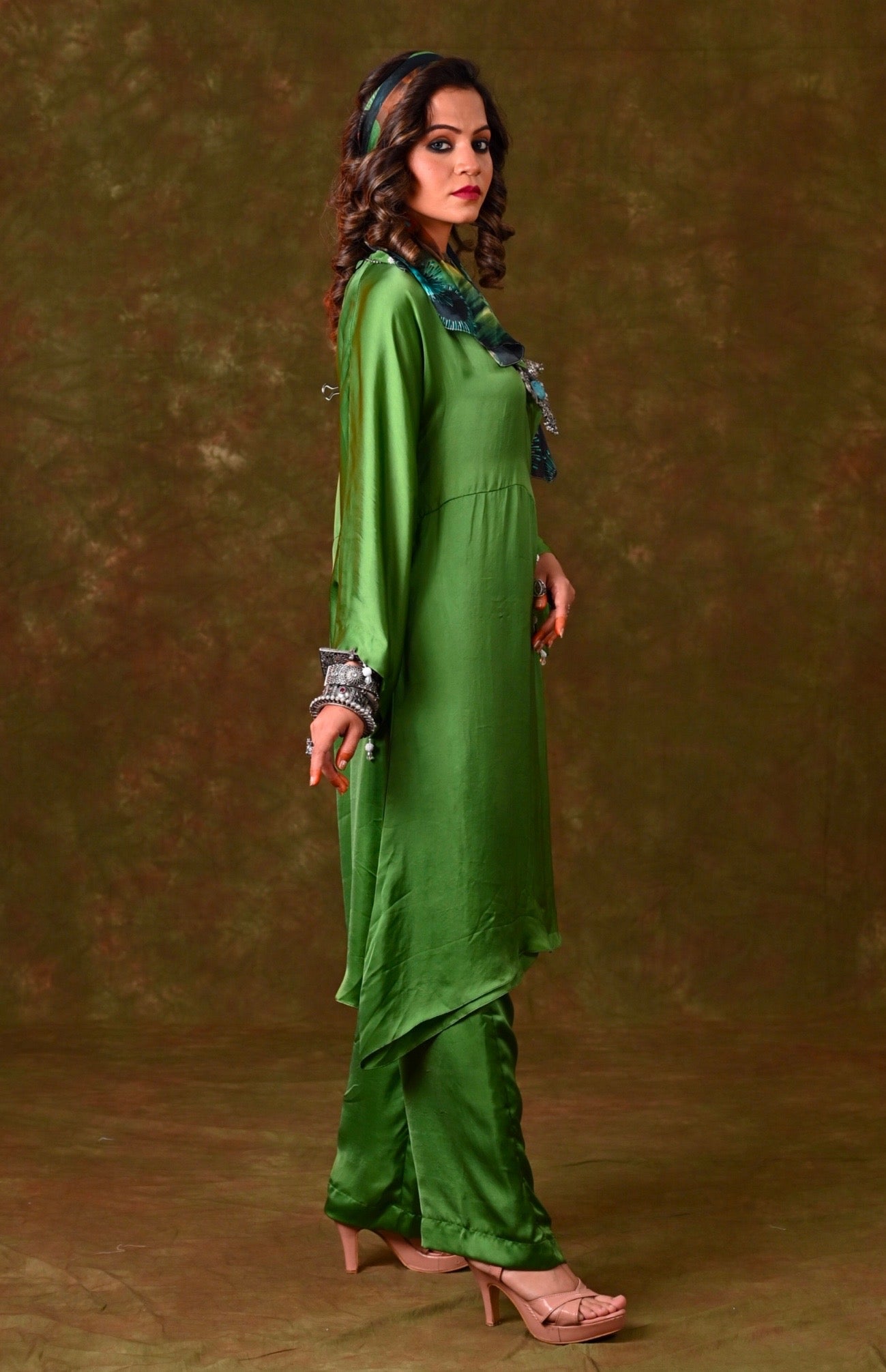 Angrakha Satin Kurta Set
