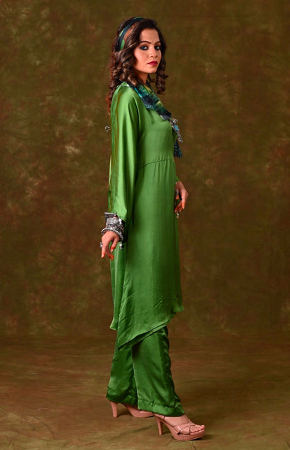 Angrakha Satin Kurta Set