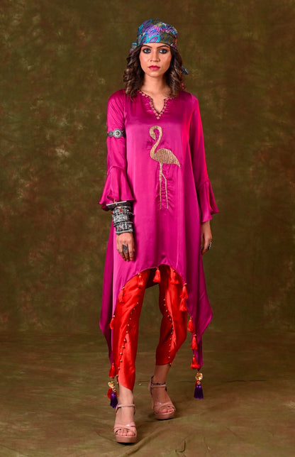 Asymmetric Boho Kurta With Tulip Pants