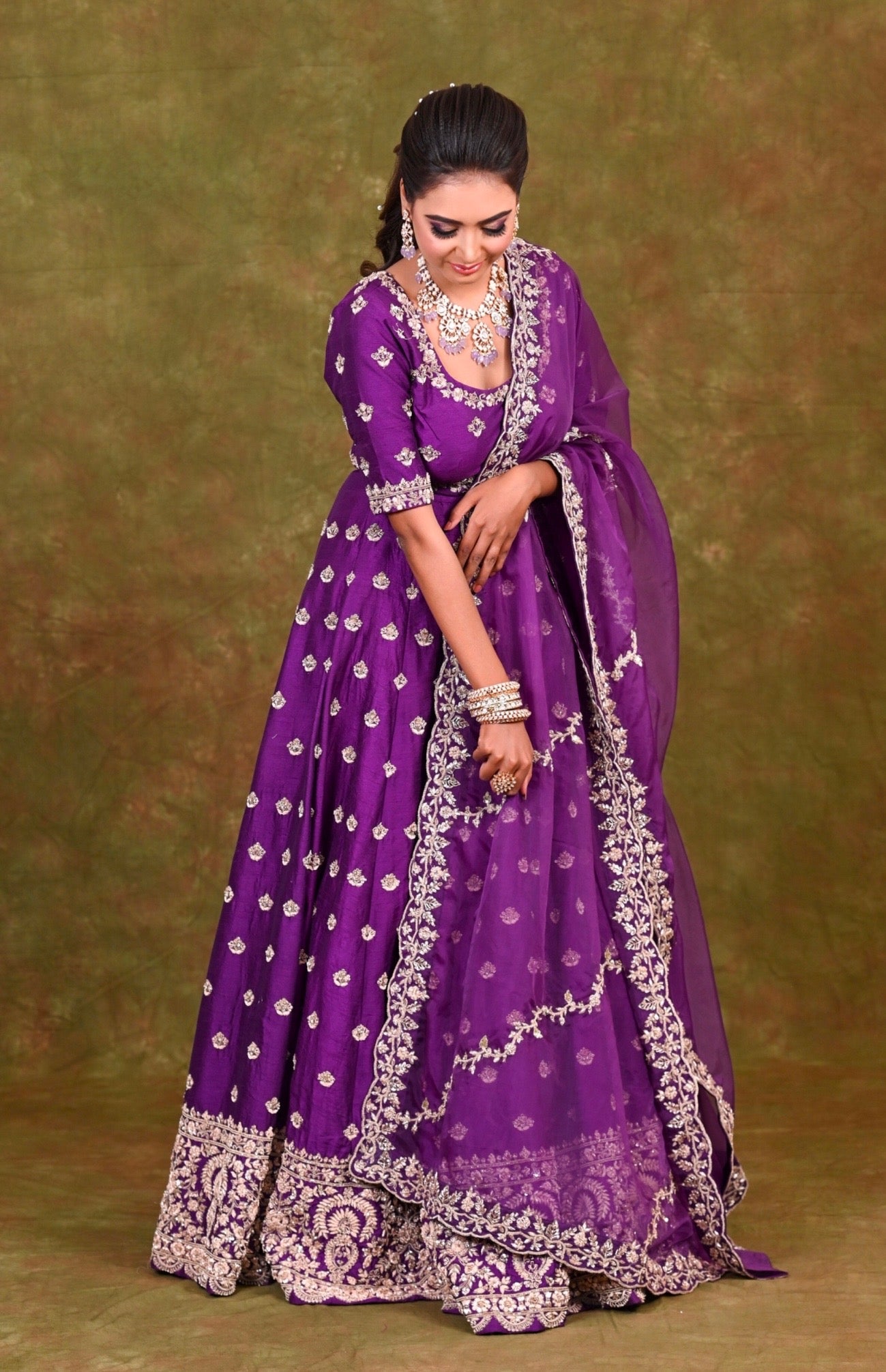 Purple Zardozi Embroidery Lehnga