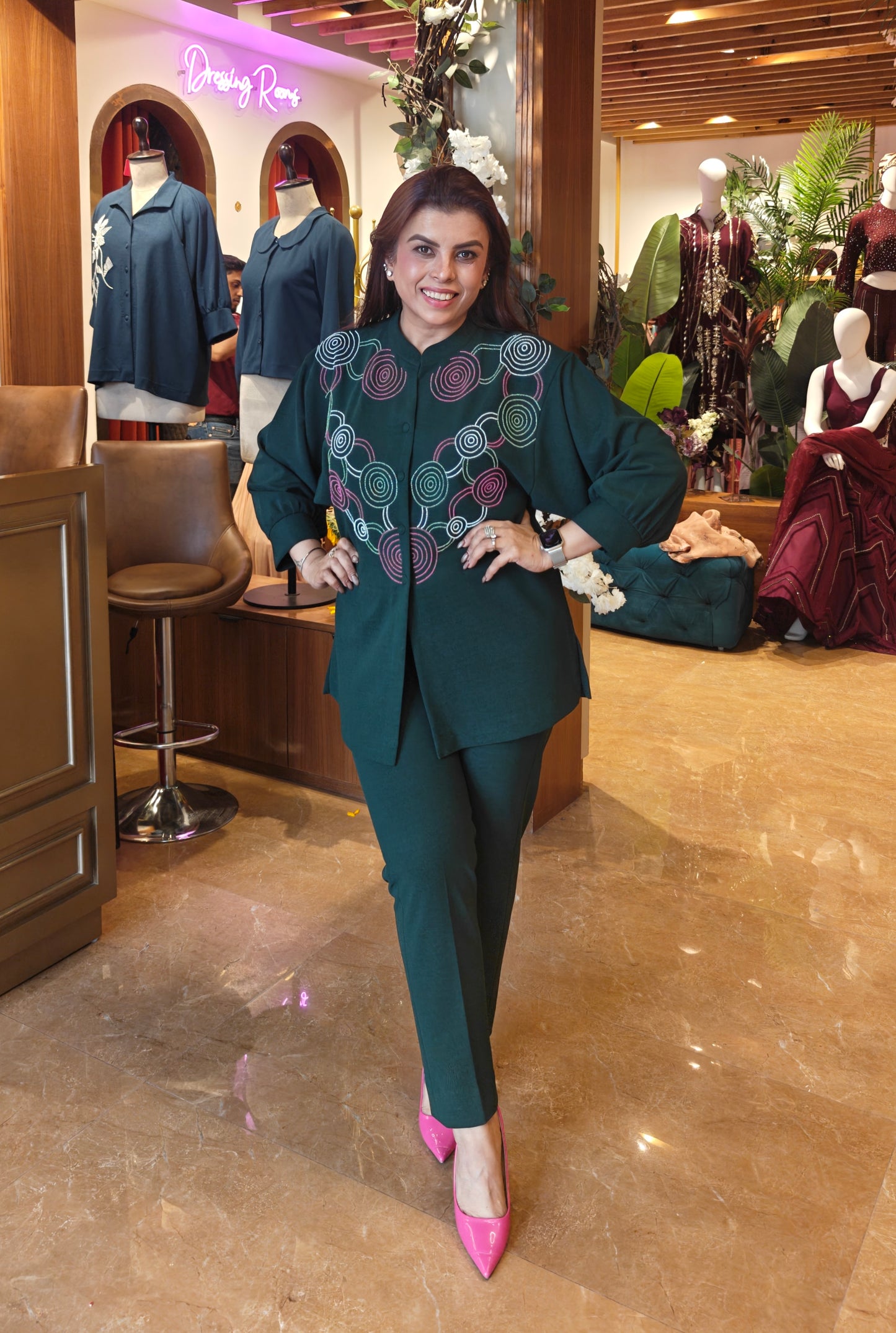 Hypnotic Oversized Co-ord Set - BOTTLE GREEN