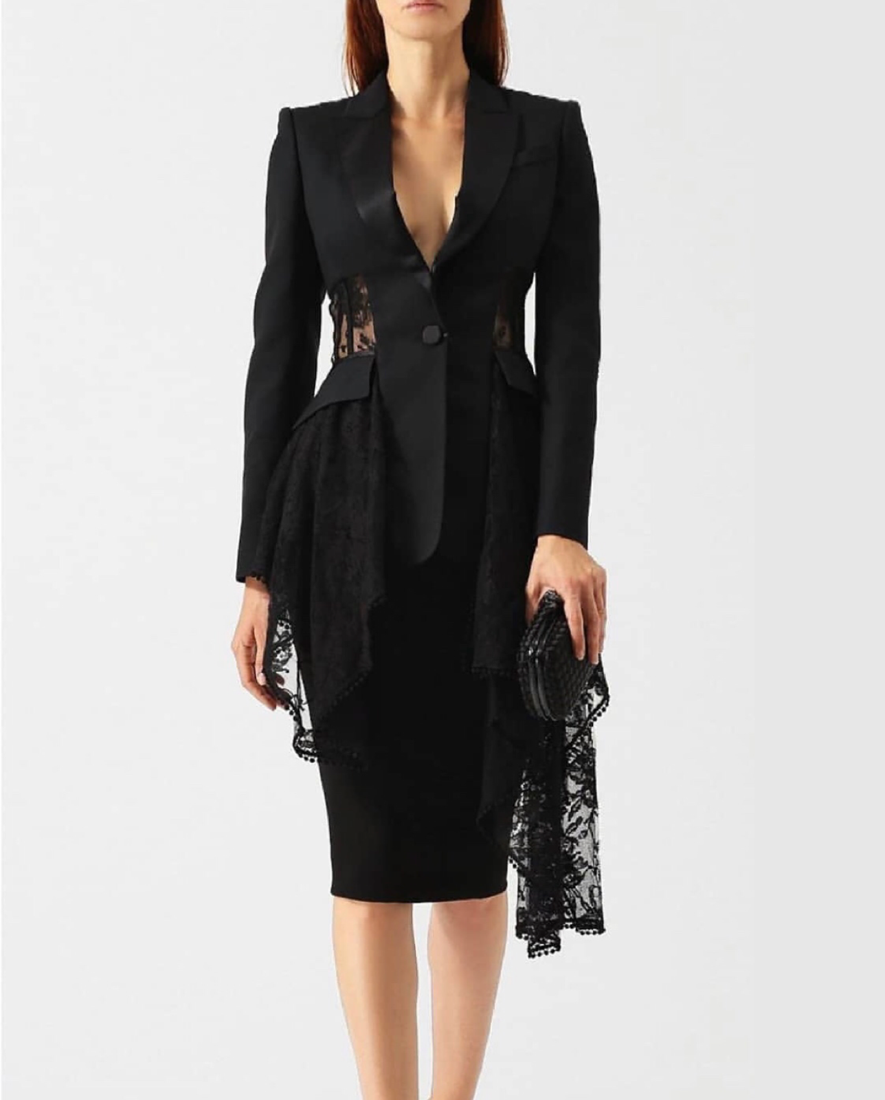 Black Chantilly Asymmetric Blazer