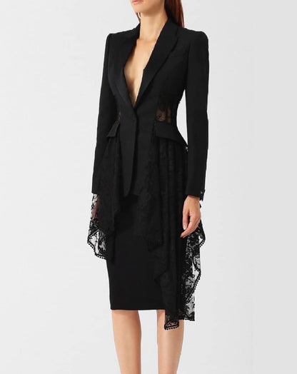 Black Chantilly Asymmetric Blazer