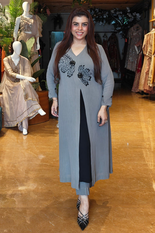 Ferns TonT Kurta Set - GREY