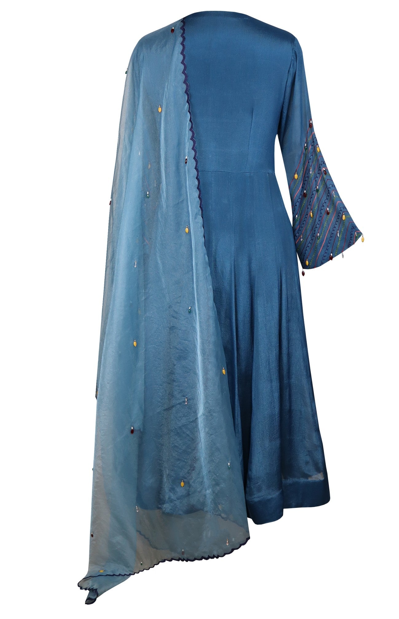 Chiffon Anarkali With Aari Embroidery - INDIGO