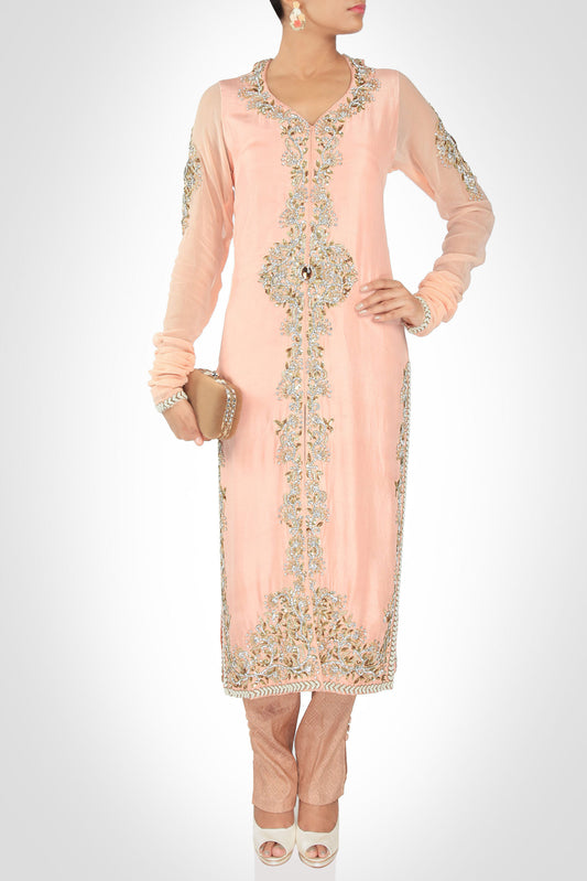 Salmon Pink Achkan