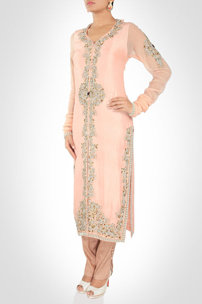 Salmon Pink Achkan