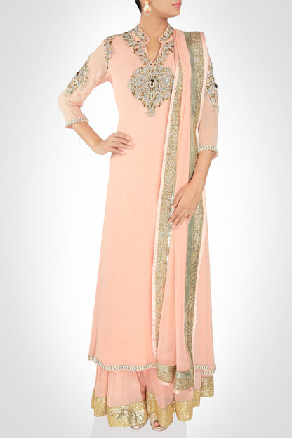 Salmon Pink A-Line Suit