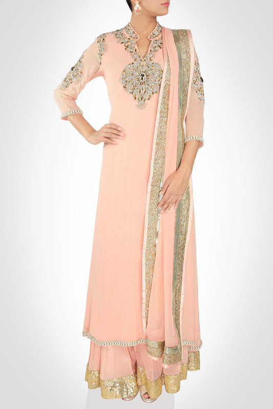 Salmon Pink A-Line Suit