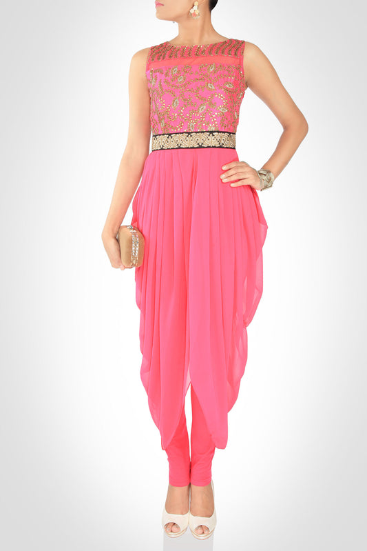 Bright Pink Draped Dress