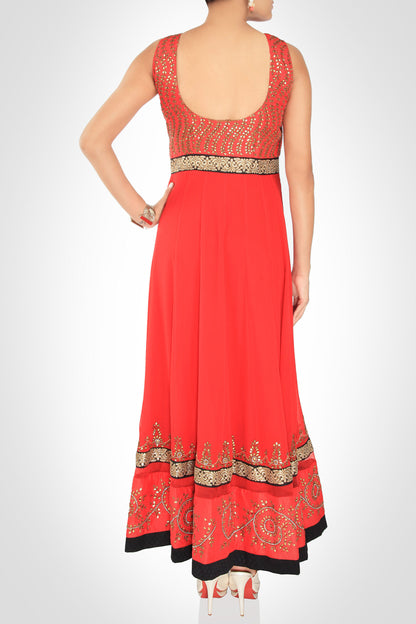 Red Gota Patti Anarkali