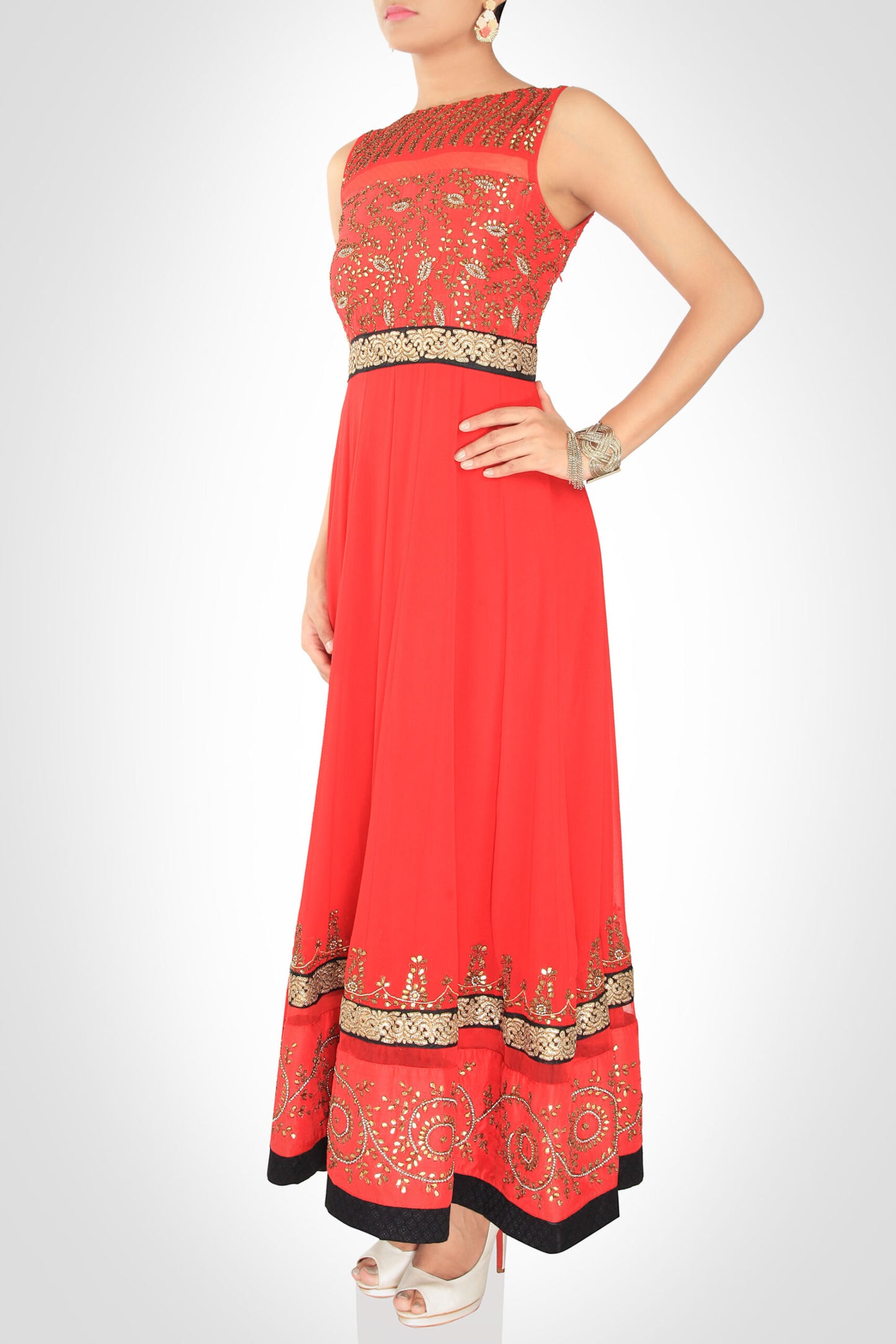 Red Gota Patti Anarkali