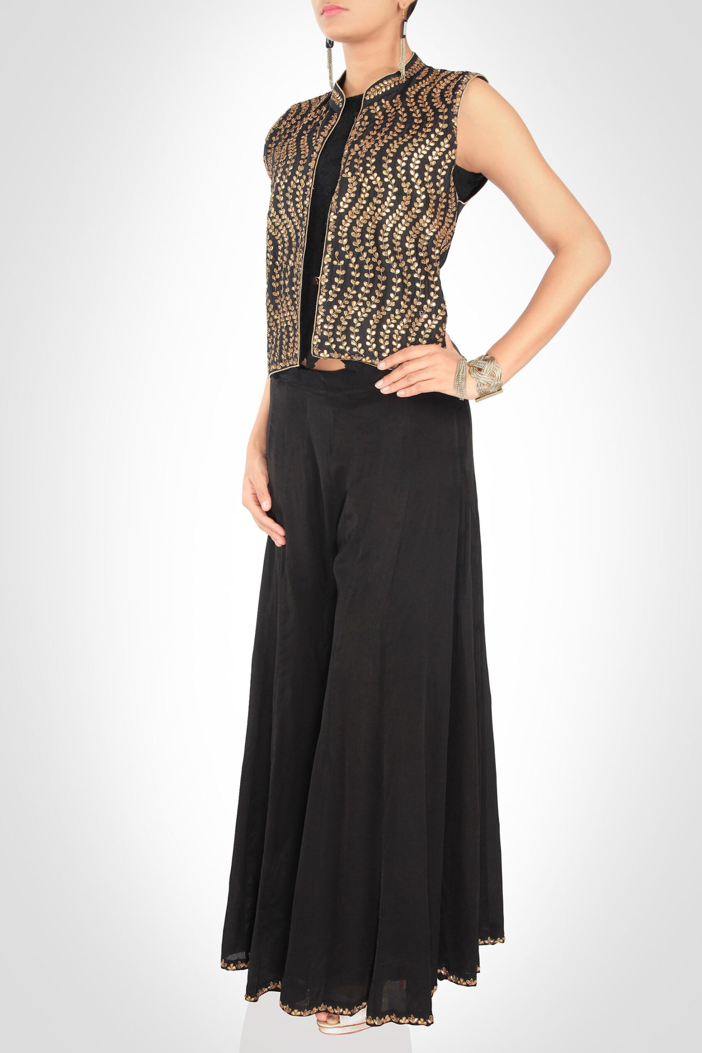 Gota Patti Embellished Jacket With Sharara