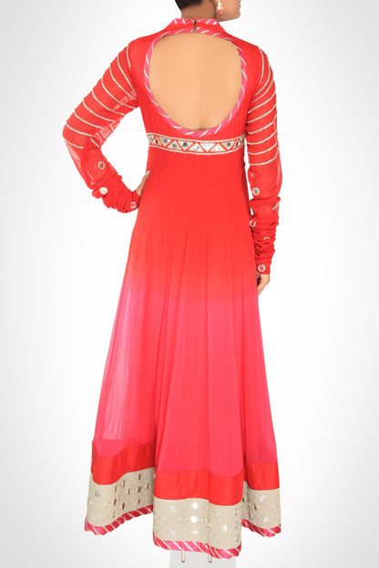 Coral Ombré Anarkali