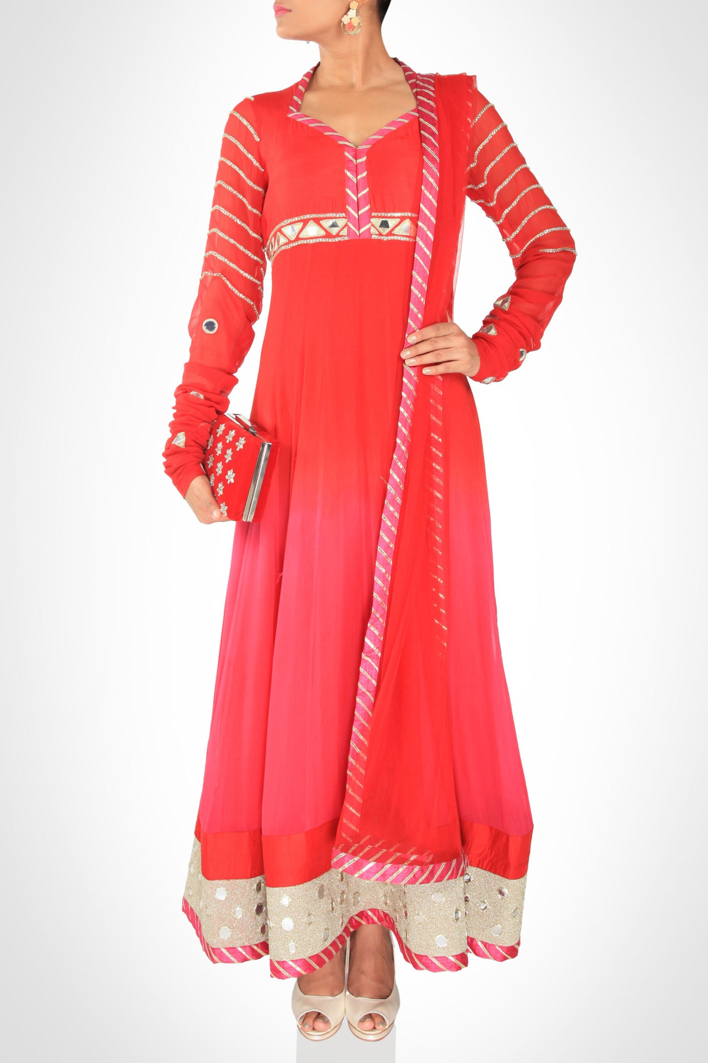 Coral Ombré Anarkali