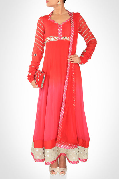 Coral Ombré Anarkali