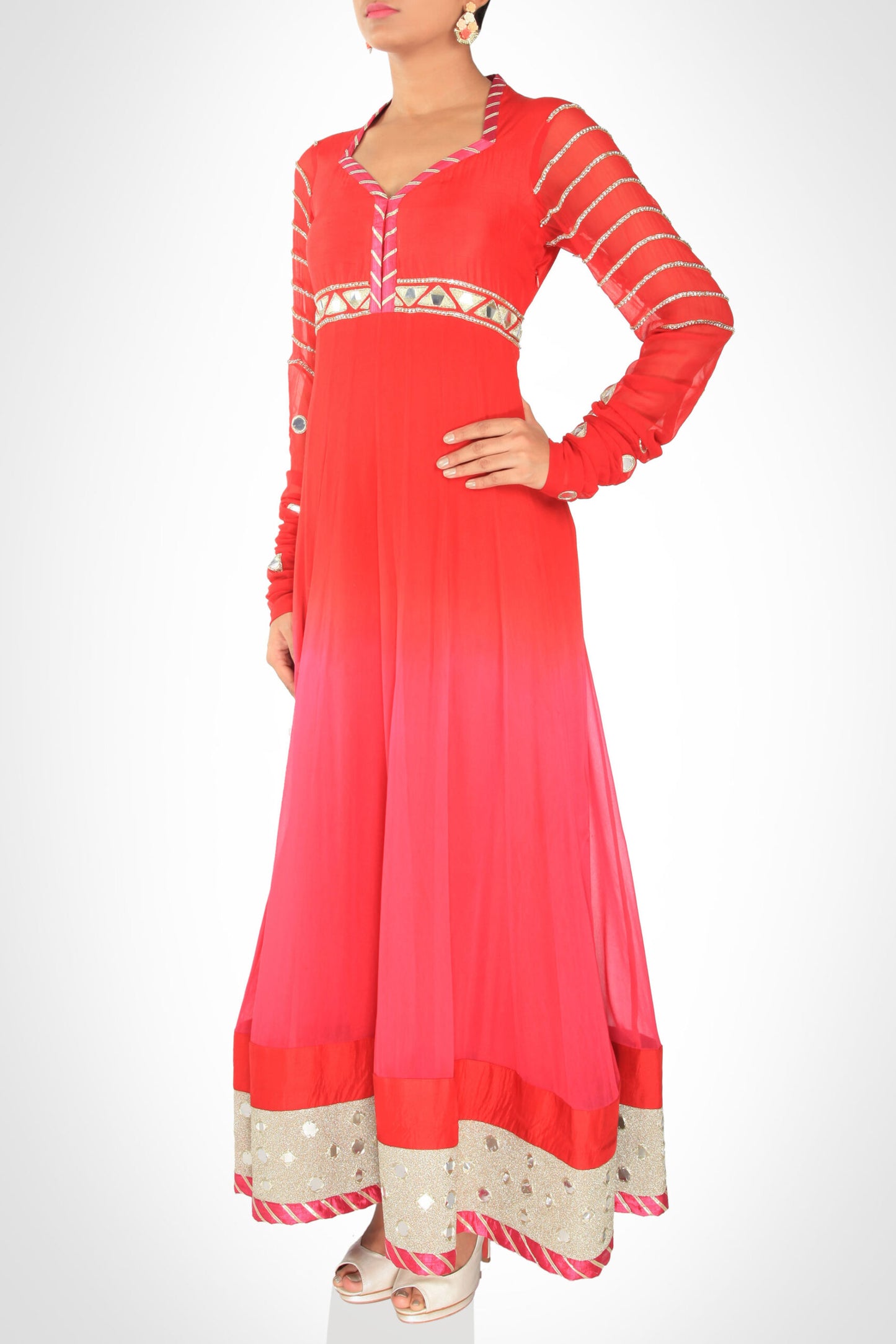Coral Ombré Anarkali