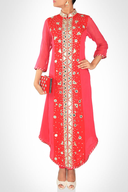 Coral Toned U-Cut Kurta