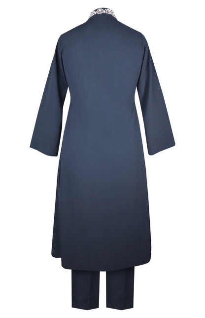Cosmos Jacket Style Kurta Set - NAVY