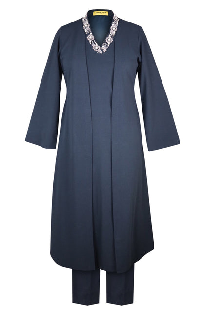 Cosmos Jacket Style Kurta Set - NAVY