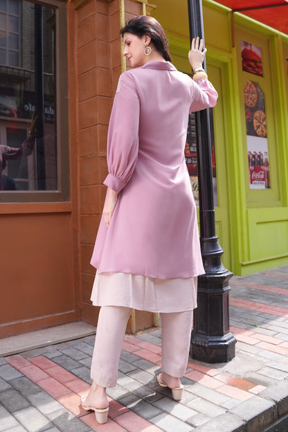 Bloom Asymmetric Double Layer Kurta Set - LAVENDER