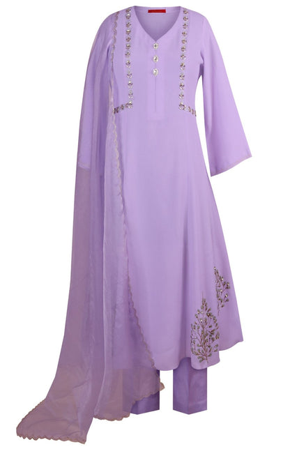 Kalidar Suit With Dabka Embroidery
