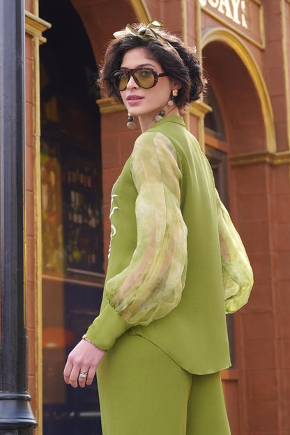 Spike Top With Bishop Sleeves - LEAF GREEN
