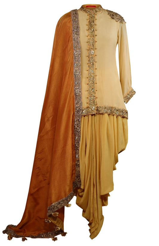 Lemon/Orange Patiala Salwar Fusion Dress