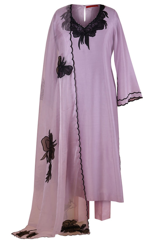 Kora Silk Kalidar Suit - MAUVE