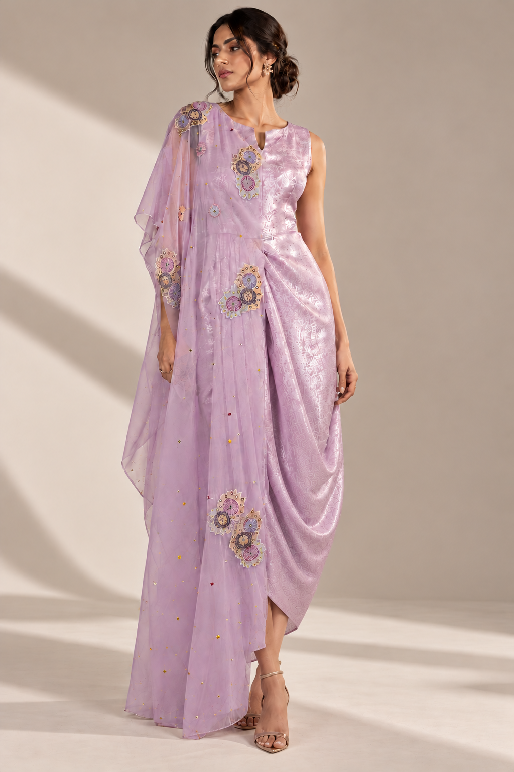 Foil Half Draped Dress