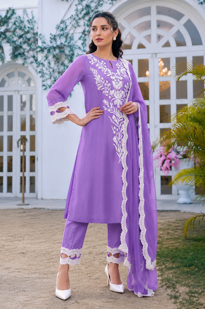 Seed Pearl Georgette A-line Suit