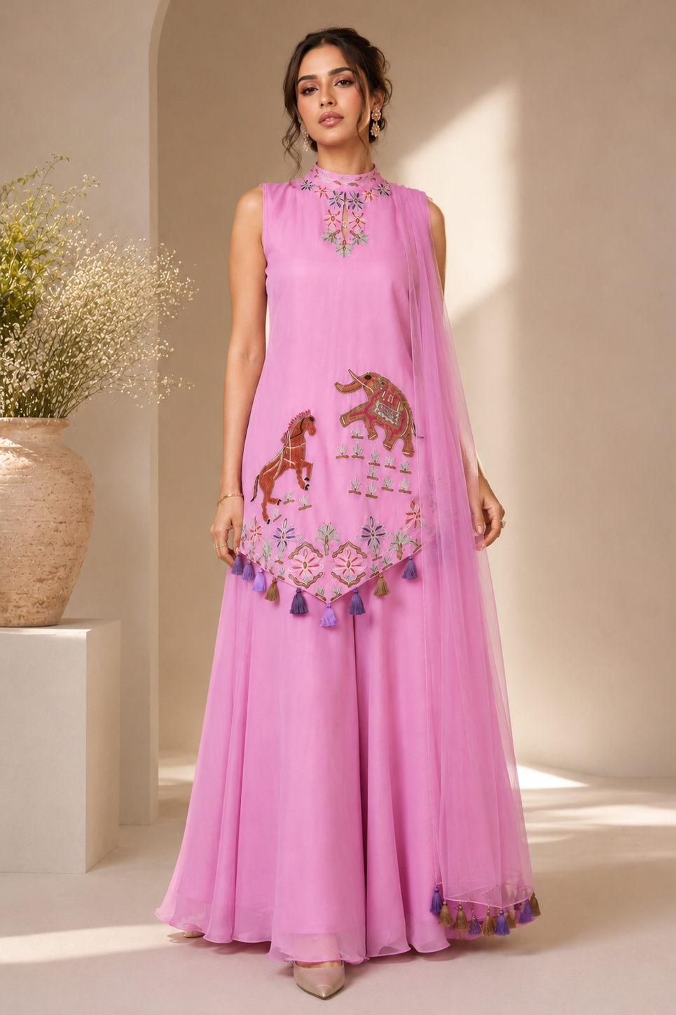 Madhubani Sharara Set - LILAC