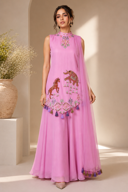 Madhubani Sharara Set - LILAC