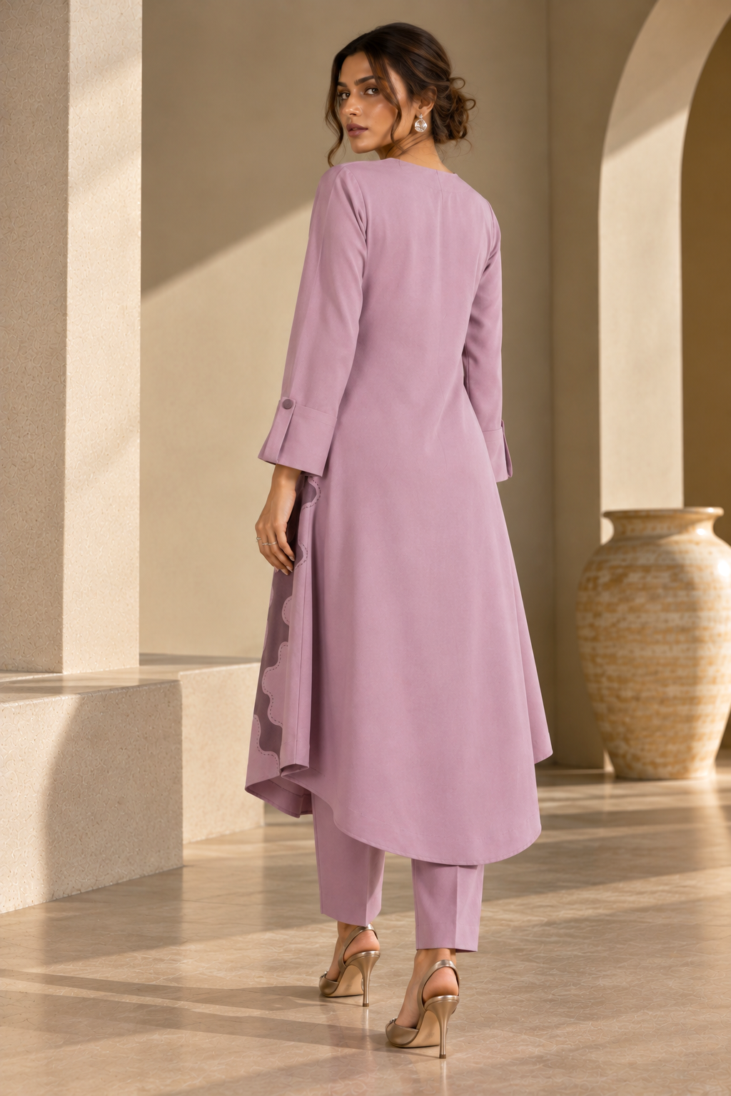 Morph A-line Kurta Set - LILAC