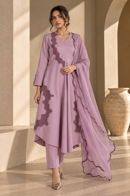 Morph A-line Kurta Set - LILAC