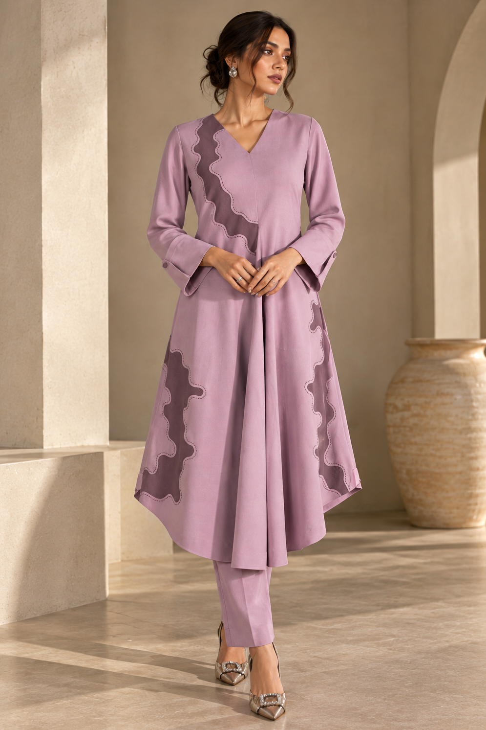 Morph A-line Kurta Set - LILAC