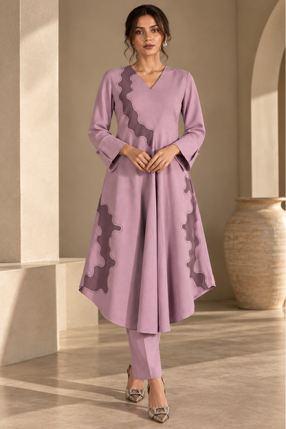 Morph A-line Kurta Set - LILAC