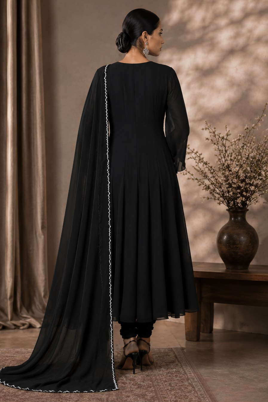 Lilies Georgette Anarkali - BLACK