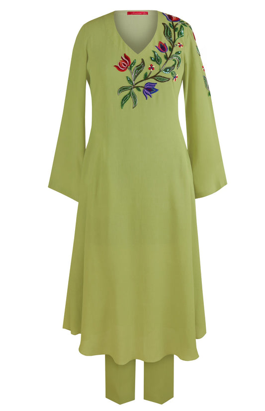 Multicoloured Embroidery Kurta Set
