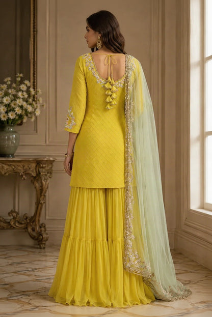 Lime Yellow Sharara Suit